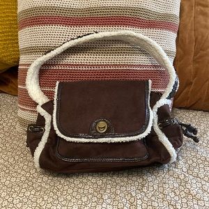 Bath and Body Works Vintage Brown Suede Body lined with Fur Purse